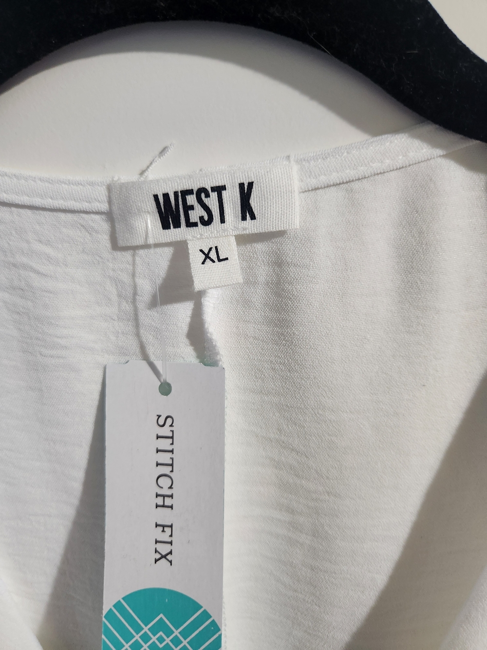 White Tie-Front V-Neck Blouse - Picture 4 of 4